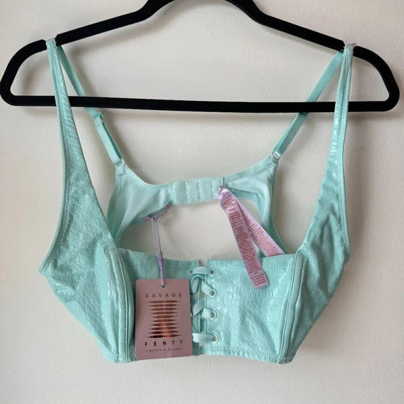 Futuristic Blue Light Bralette Pleather - Queen of the Galaxy - Size M - Picture 4 of 5